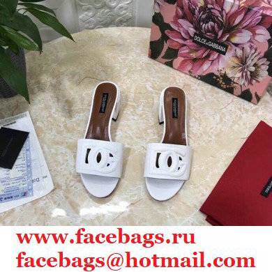 Dolce  &  Gabbana Heel 6.5cm Calfskin Mules White With DG Millennials Logo 2021